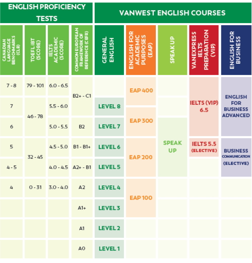 一般英語のレベル別クラス内訳